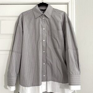 Zara Gray Striped oversized shirt